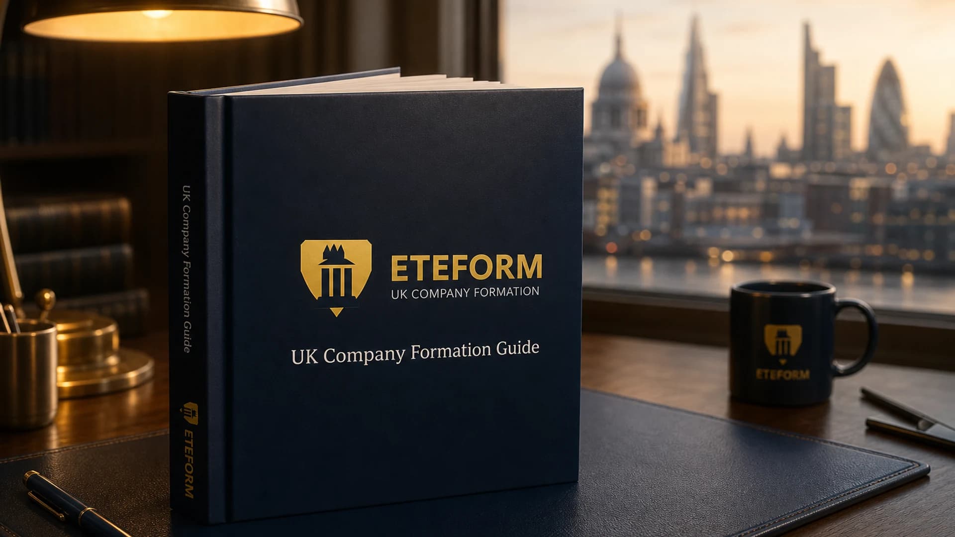 دليل تأسيس الشركات البريطانية بغلاف يحمل شعار Eteform